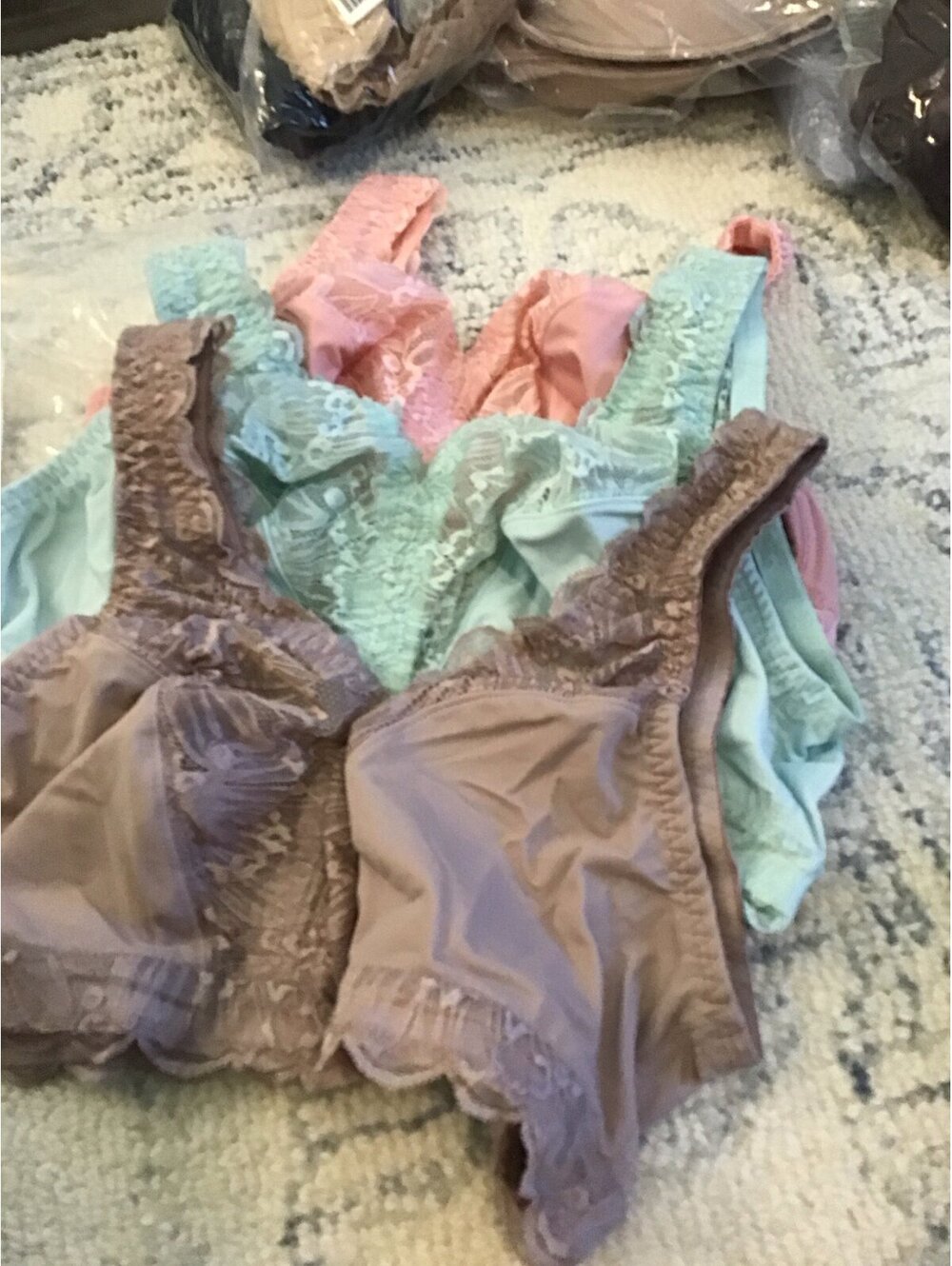 Breezies bras, medium, set of 3, wirefree, soft support lace, new